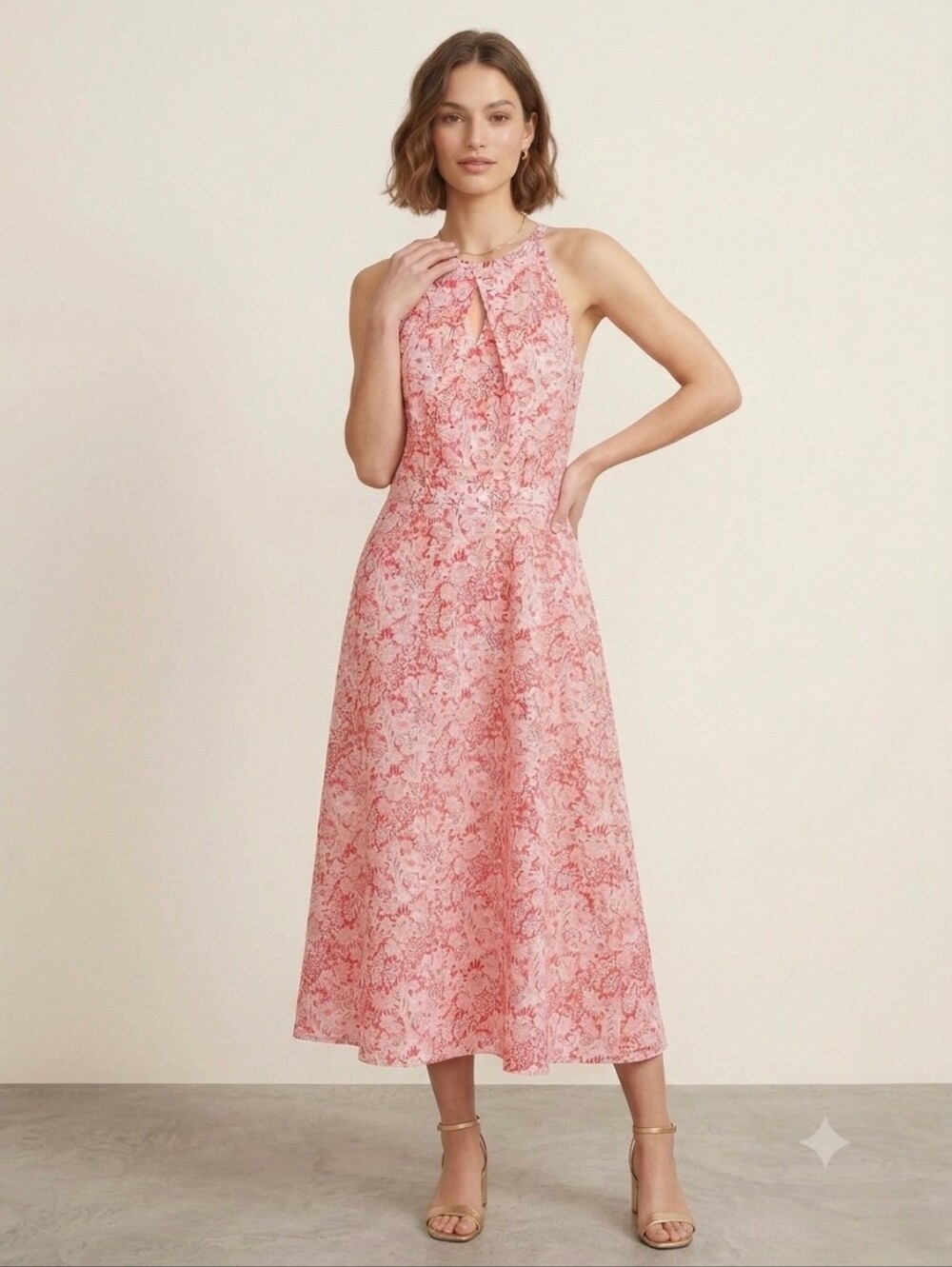 Antonio Melani Liberty of London Luna Meadow Red White Floral Midi Dress Size 12